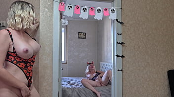 Caught a lesbian twink masturbating – hot pussy play and moans