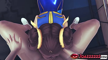 Horny chun li cosplay babe takes big cock – anime girl with blue outfit moans loudly while getting deep oral and erotic breast play exploding in wild 3d hentai orgasm