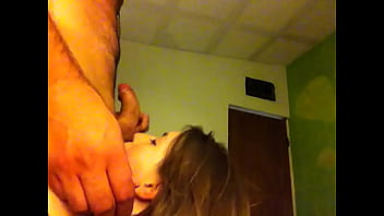 Big tits blonde eats big mature cock