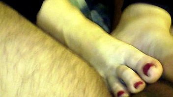 Best footjob red toes wife