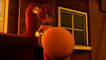 Shantae swallows a monster and dances