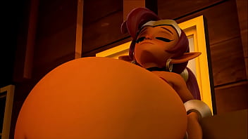 Shantae swallows a monster and dances