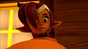 Shantae swallows a monster and dances