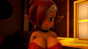 Shantae swallows a monster and dances