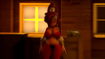 Shantae swallows a monster and dances