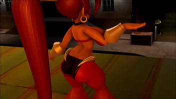 Shantae swallows a monster and dances