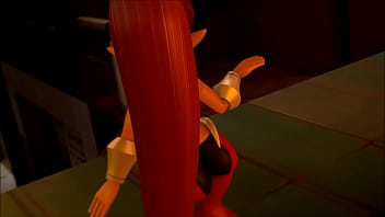 Shantae swallows a monster and dances