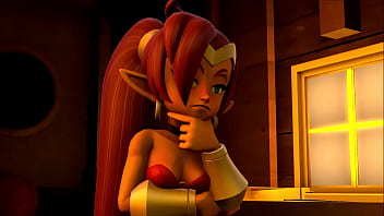 Shantae swallows a monster and dances