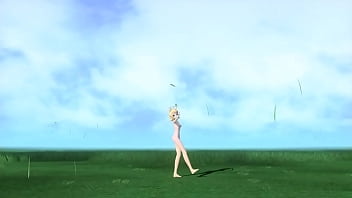 Rin bailando la polka desnuda y tetas grandes