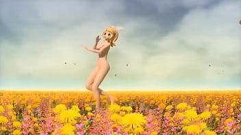 Rin bailando la polka desnuda y tetas grandes