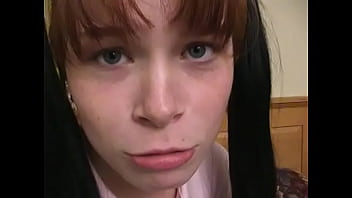 Barely legal slut sucks cock and is very happy with cum on her face