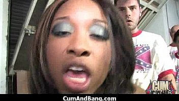 Black girl sucks many white cocks in redneck group 21