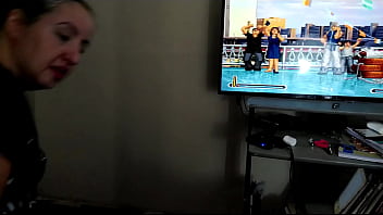 Naughty auntie came to play video games with me but she cheated and made me lose with a blowjob