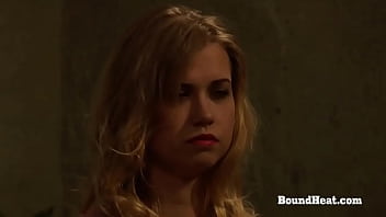 Sexy curvy big tits lesbian slave moaning from mistresses hands