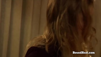 Sexy curvy big tits lesbian slave moaning from mistresses hands