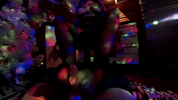 My juicy goth neighbor warmed up my dick for christmas with her long oiled fetish legs