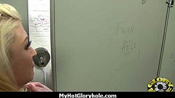 Horny lady enjoys gloryhole cocksucking interracial 8
