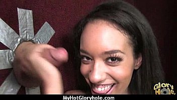 Ebony teen cleaning all the cocks at gloryhole 25