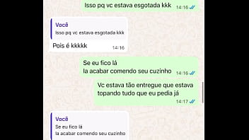 Casada novata me mandando mensagem após sua primeira experiência com comedor realizando o fetiche do corno