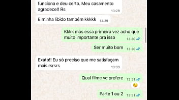 Casada novata me mandando mensagem após sua primeira experiência com comedor realizando o fetiche do corno