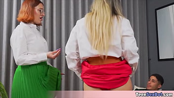 Funny girls gets fucked by the new classmates