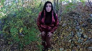 Risky outdoor blowjob by the lake red shiny downjacket fetish 316