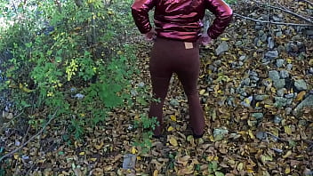 Risky outdoor blowjob by the lake red shiny downjacket fetish 316