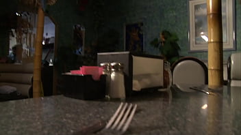 Busty blonde cindy behr fills twitching twat with dick in restaurant booth