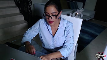 Slutty asian secretary maxine x gets on a desk 2 fuck herself