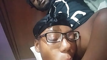 Nerdy girl gives head