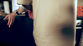 Naughty stepmom breaks junk food pact & gets punished hard on the kitchen counter