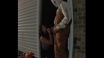 Stranger takes my pussy from behind while the neighbors are outside