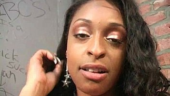 Ebony teen shows off her blowjob skills at gloryhole 18