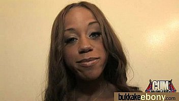 Ebony slut gets an interracial group sex 28