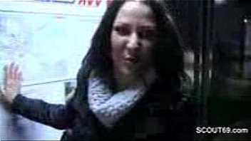 Stranger talks young german girl to assfuck in public