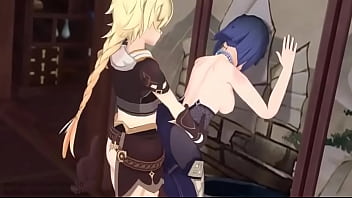Yelan and aether have sex in office in genshin impact