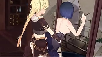 Yelan and aether have sex in office in genshin impact