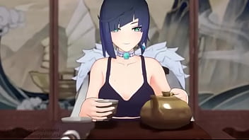 Yelan and aether have sex in office in genshin impact