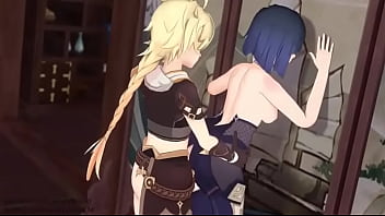 Yelan and aether have sex in office in genshin impact