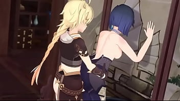 Yelan and aether have sex in office in genshin impact