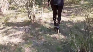 High heels and walking in the woods