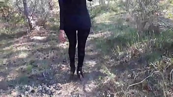 High heels and walking in the woods