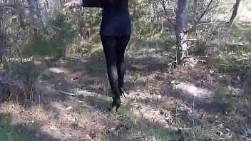 High heels and walking in the woods