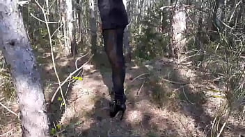 High heels and walking in the woods