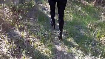 High heels and walking in the woods