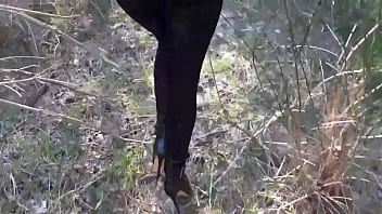 High heels and walking in the woods