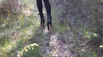 High heels and walking in the woods