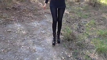 High heels and walking in the woods