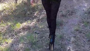 High heels and walking in the woods