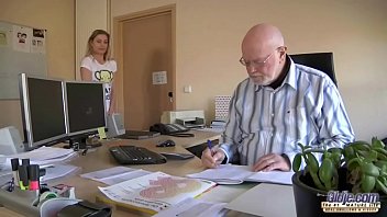 Young secretary evaluation old man boss fucks beautiful horny young girl